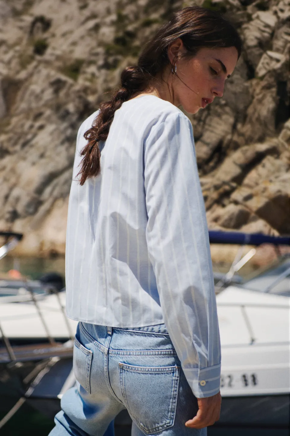 Mango gestreepte blousetop lichtblauw lichtblauw/ecru, foto 4
