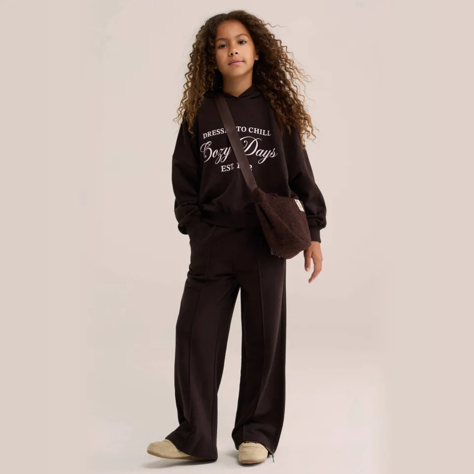WE Fashion wide leg sweatpants donkerbruin
