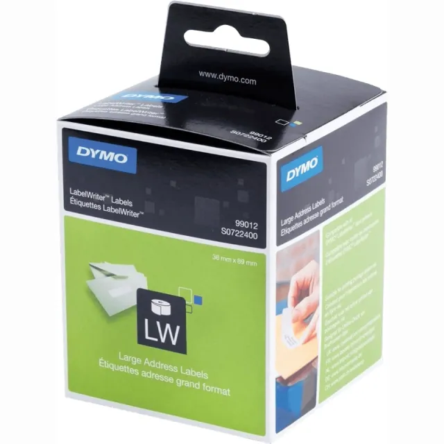 Dymo 99012/S0722400 36 mm x 89 mm wit, foto 2