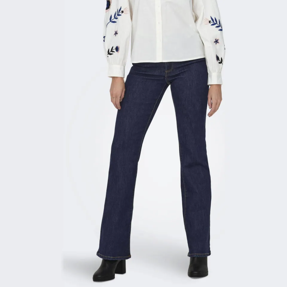 Only high waist flared jeans ONLWAUW dark blue denim, foto 5