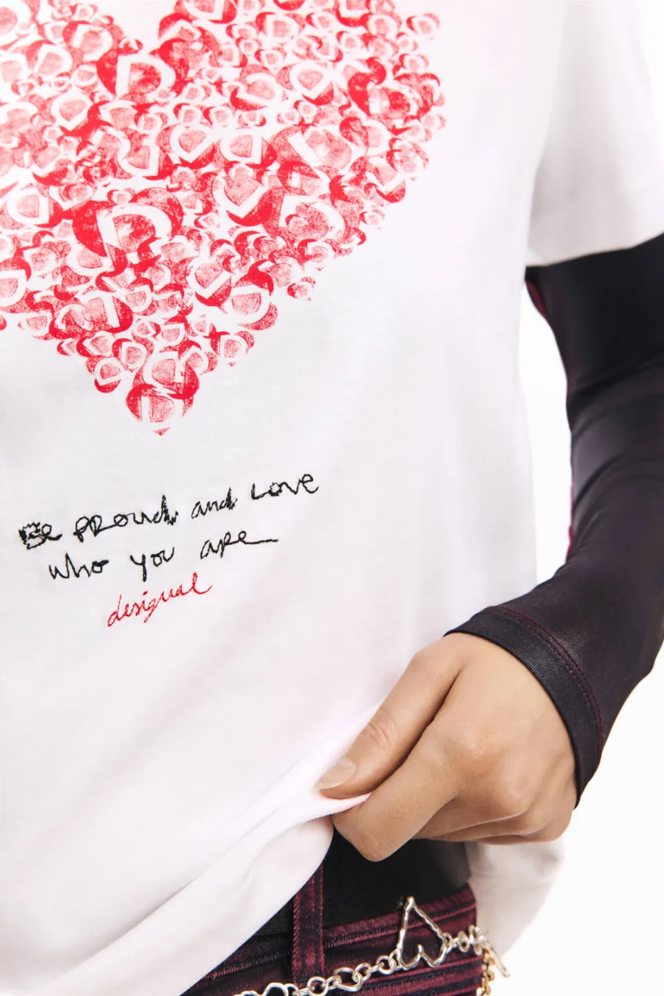 Desigual T-shirt met hartjes wit, foto 5