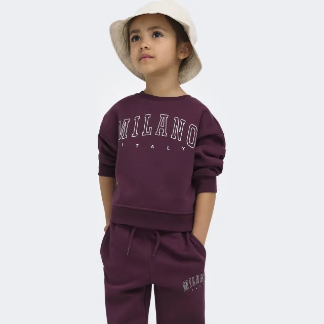 Only KIDS ONLY MINI rechtvallende sweater met tekst - paars