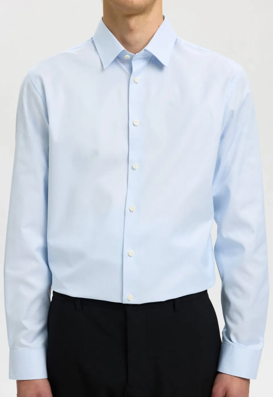Selected slim fit overhemd SLHETHAN lichtblauw, foto 4
