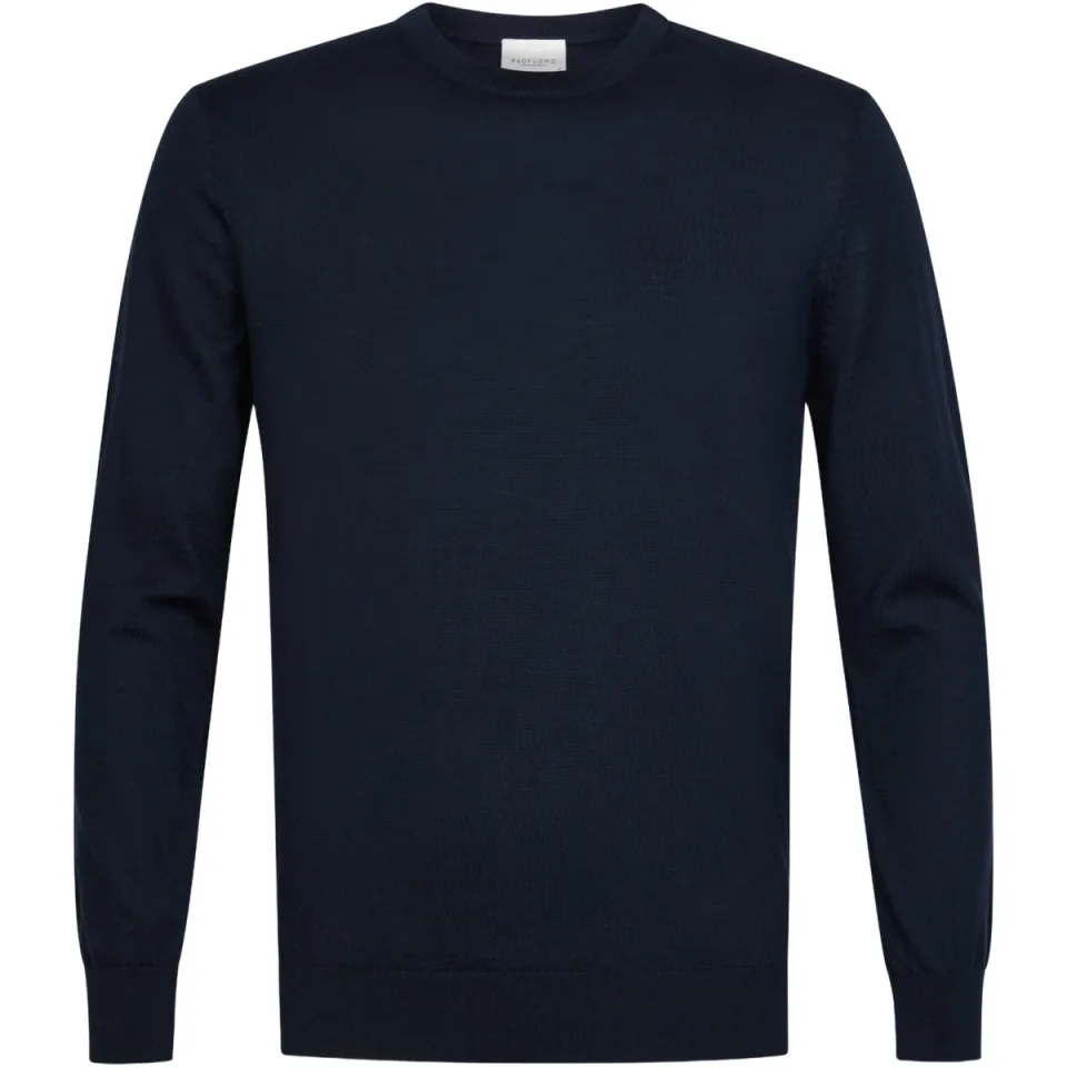 Profuomo wollen regular fit gemêleerde trui - donkerblauw, foto 2