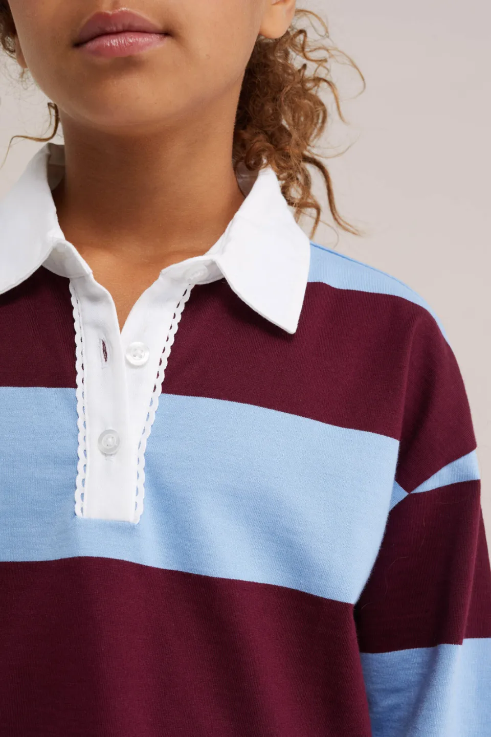 WE Fashion gestreepte polo - donkerrood/lichtblauw, foto 4