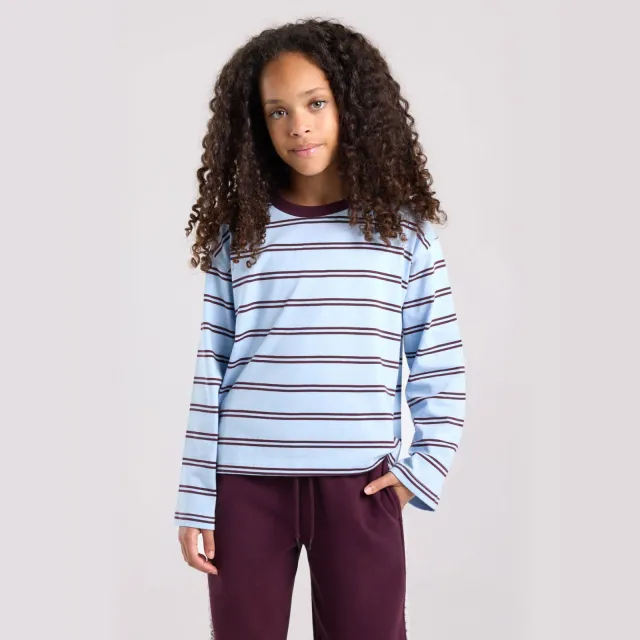 America Today Lexi Jr gestreepte longsleeve lichtblauw Lichtblauw/donkerblauw