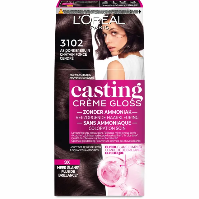 L'oréal Casting Crème Gloss haarkleurmiddel 3102 cool donkerbruin, foto 2