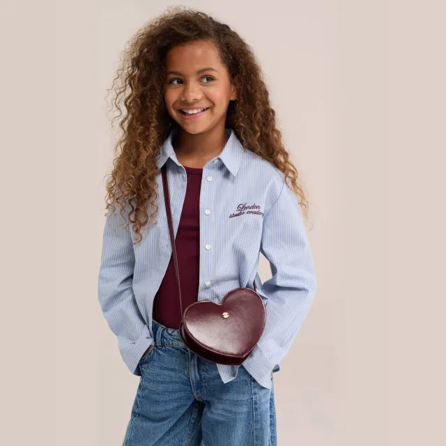 WE Fashion gestreepte blouse met borduursels lichtblauw Lichtblauw/ecru