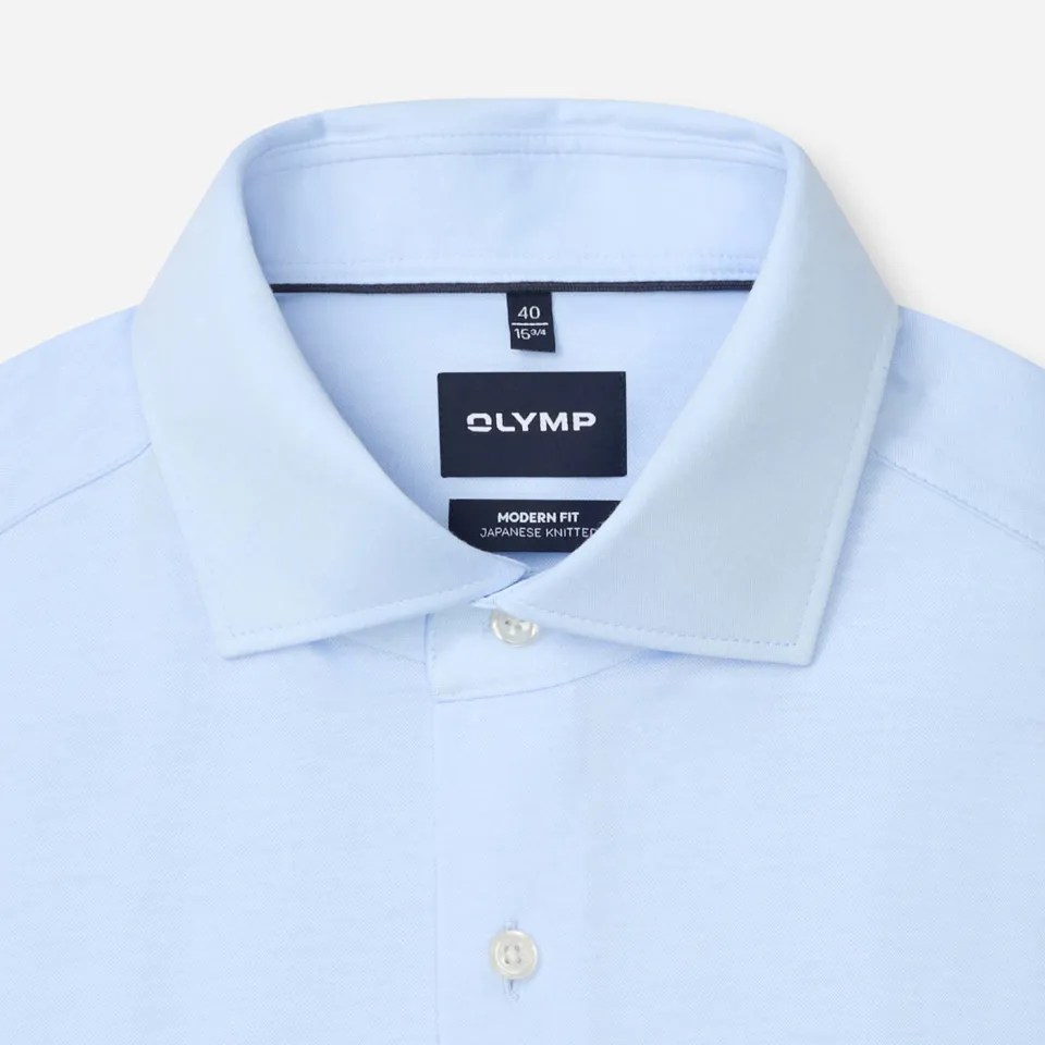Olymp slim fit zakelijk overhemd japanese knit - lichtblauw, foto 3
