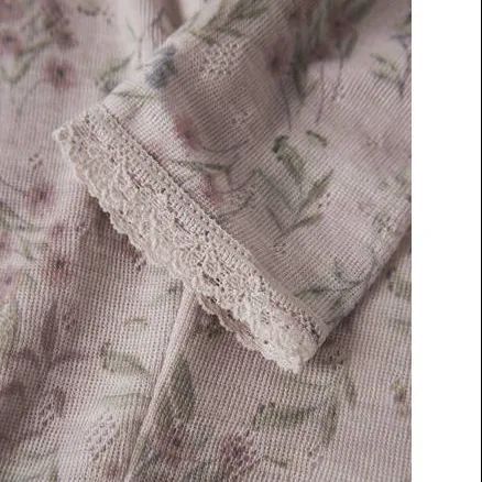 NAME IT BABY slim gebloemde legging met wol lila, foto 6