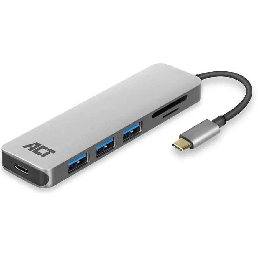 ACT AC7050 USB-C hub 3.0 zilver, foto 2