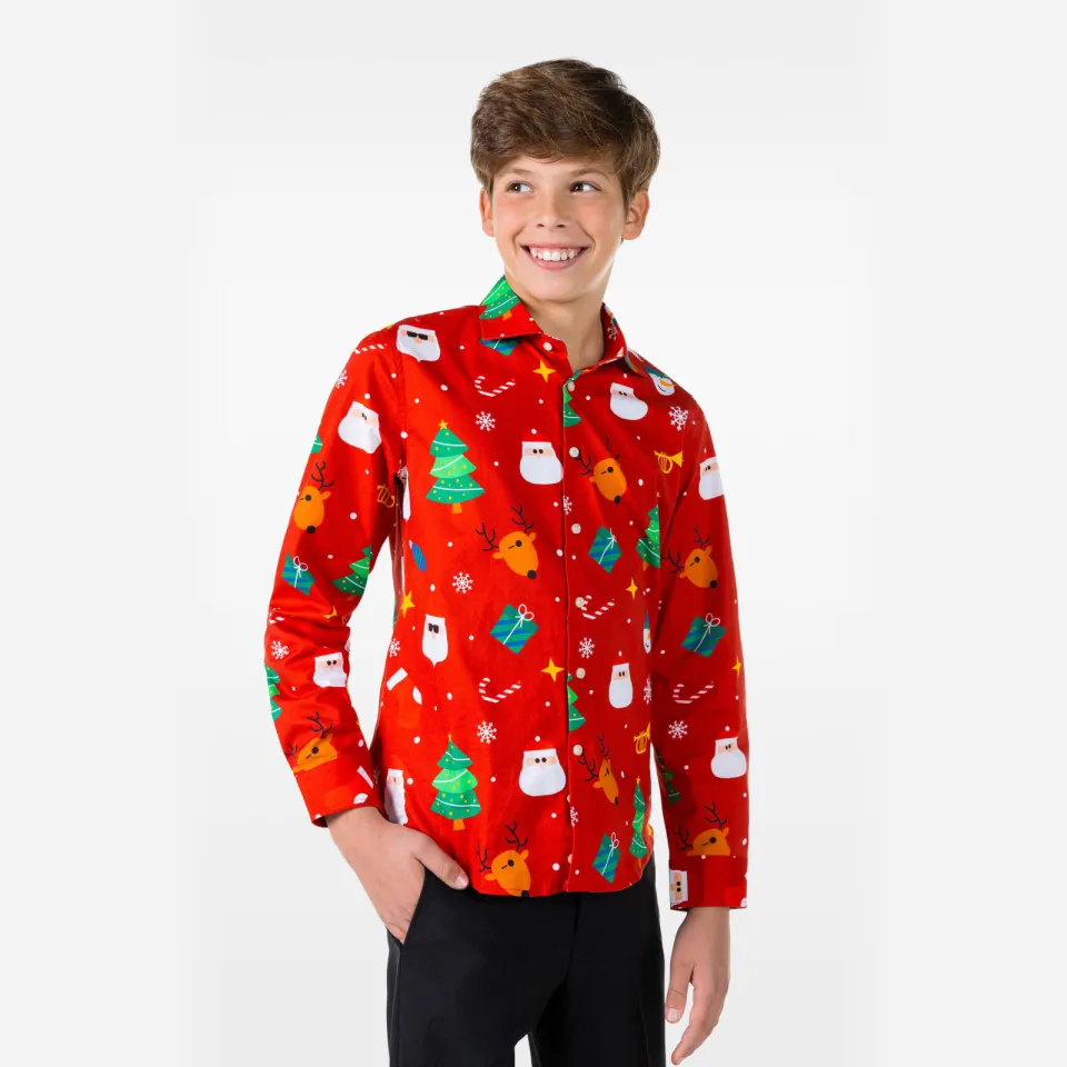 OppoSuits overhemd Festivity met all over print rood/multicolor, foto 5