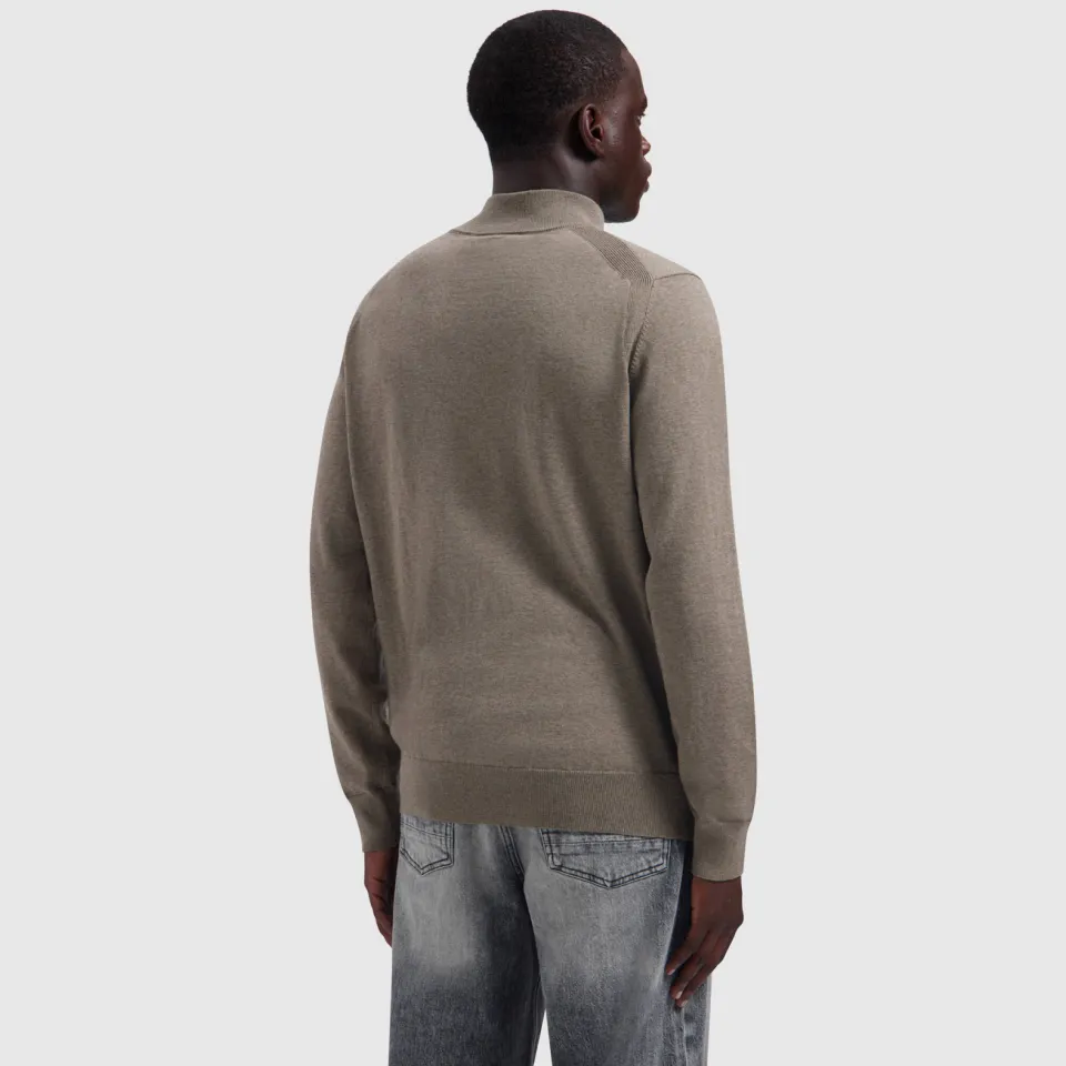 Pure Path katoenen regular fit gebreide gemêleerde trui - taupe, foto 3