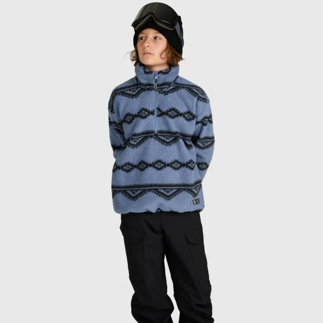 Brunotti Kennety fleece outdoor sweater met opstaande kraag - blauw