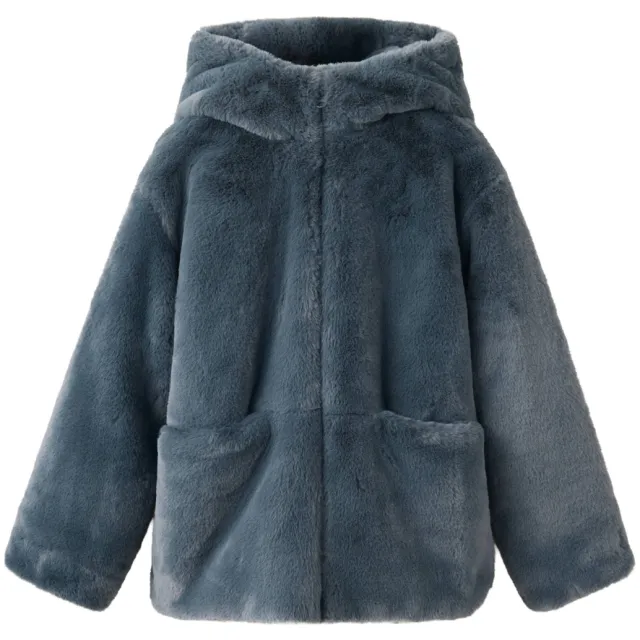 Mango imitatiebont winterjas antraciet