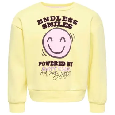 Only KIDS ONLY MINI sweater met print - geel Meisjes Katoen Ronde hals Printopdruk Geel/roze