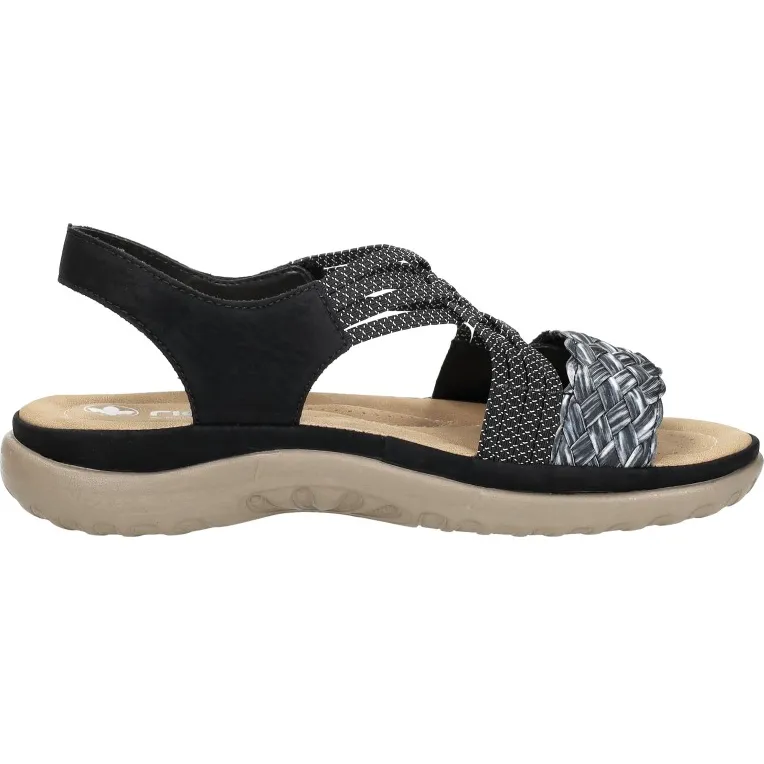 Rieker sandalen plat zwart
