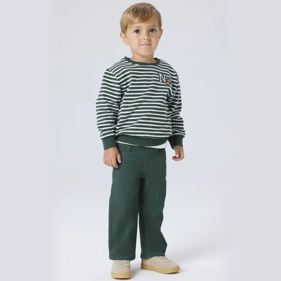 NAME IT MINI gestreepte sweter met patch groen