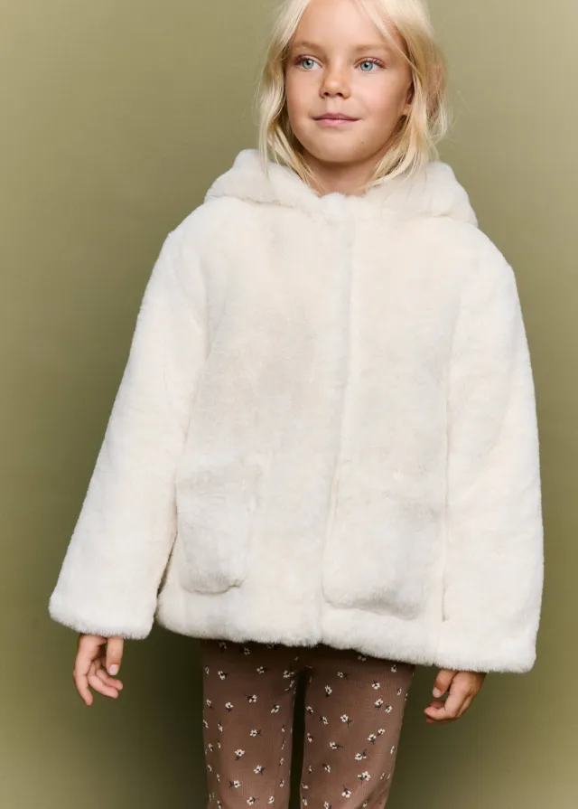 Mango winter faux fur jas wit