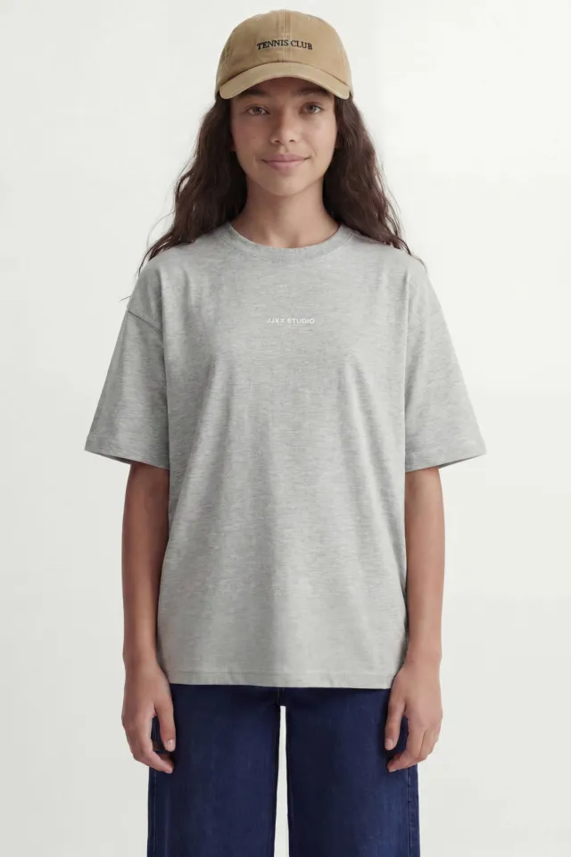 JJXX GIRL T-shirt met tekst lichtgrijs melange, foto 4