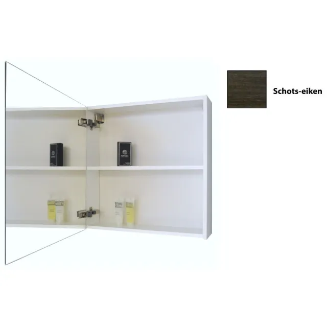 Sanicare Qlassics spiegelkast 60 cm 1 deur schots-eiken links Zwart