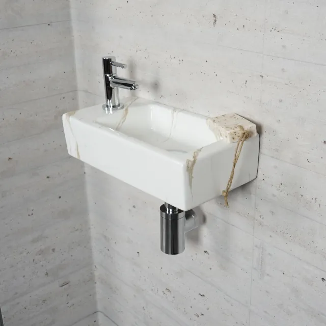 Wiesbaden Fonteinset Carrara Marmerlook Wiesbaden Color Chroom (kraangat links)