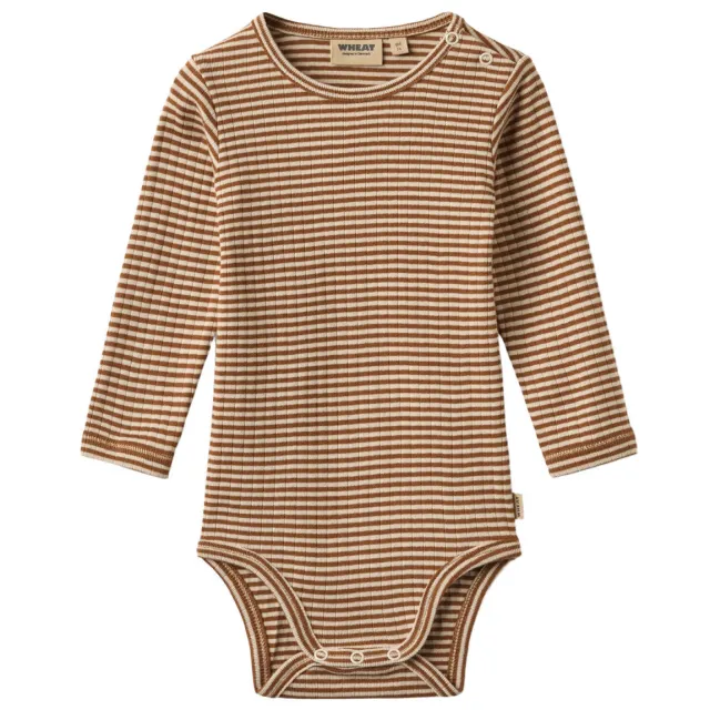 Wheat katoenen gestreepte romper - bruin/beige