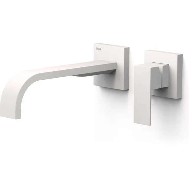 Tres Cuadro Exclusive 2-delige inbouw wastafelmengkraan mat wit Mat wit -
