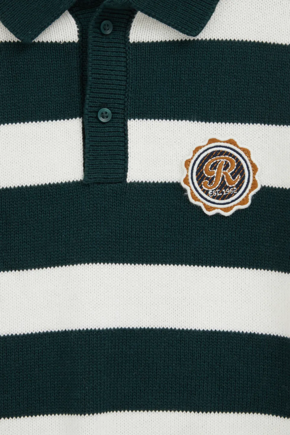 WE Fashion gebreide gestreepte trui met patches - groen/wit, foto 5