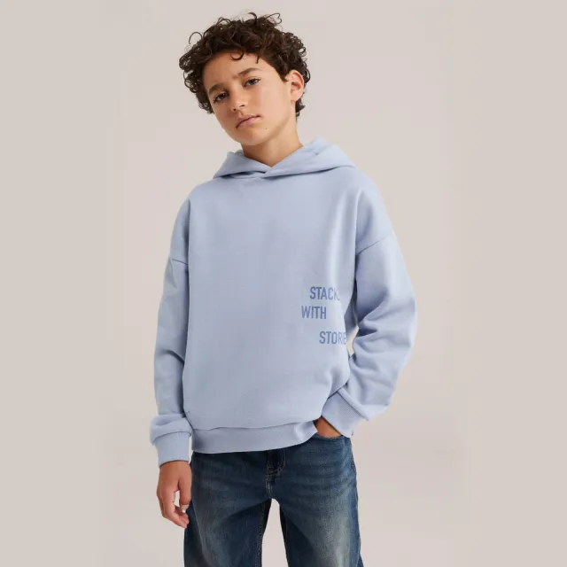 WE Fashion Blue Ridge sweater met backprint - lichtblauw