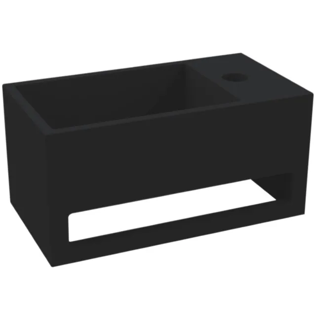 Best Design Fontein Best Design Mona-Black 33x18x16 cm incl. Handdoekhouder Rechts Solid Surface Mat Zwart