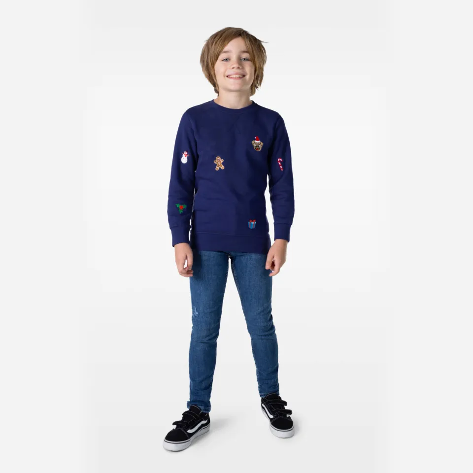 OppoSuits kerstsweater X-Mas Icons met all over print donkerblauw, foto 4