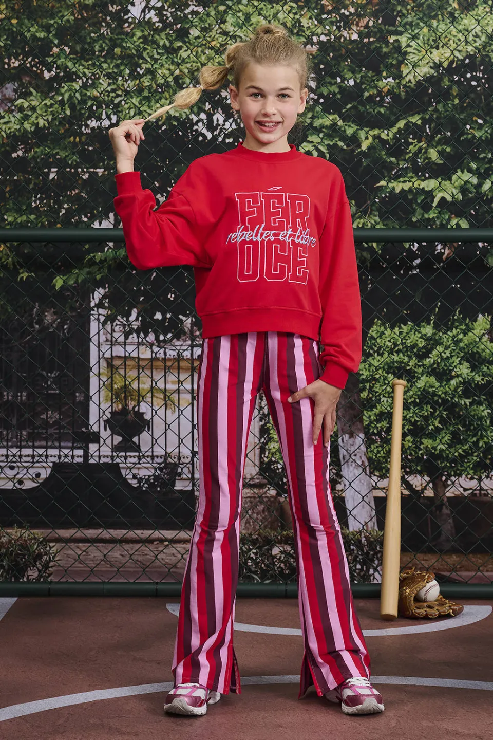 Z8 kids Suus flared broek rood/roze/paars