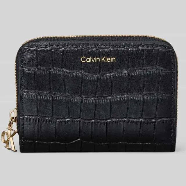 Calvin Klein Portemonnee van echt leer Zwart