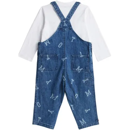 Tommy Hilfiger denim longsleeve/tuinbroek set met print - medium blue denim Blauw, foto 2