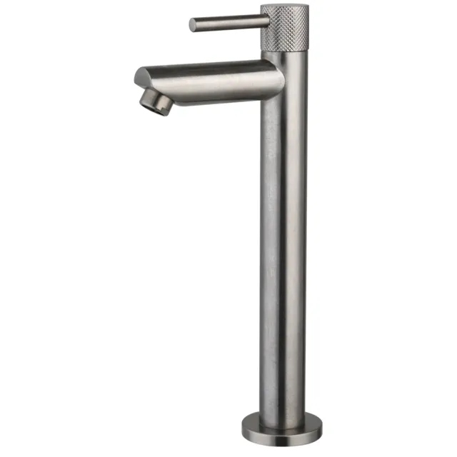 Fonteinkraan Opbouw Sanilux Ribb Hoog Rond Met Geribbeld Knop Gunmetal
