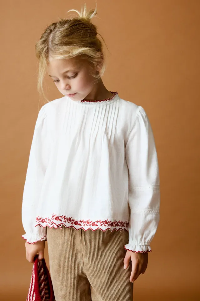 Mango Kids A-lijn blousetop met ruches wit/rood