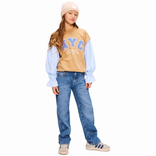 Retour Jeans oversized sweater met tekst - zand Zand/lichtblauw