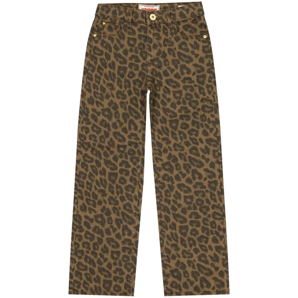 Vingino Cato wide leg jeans met panterprint - bruin, foto 2