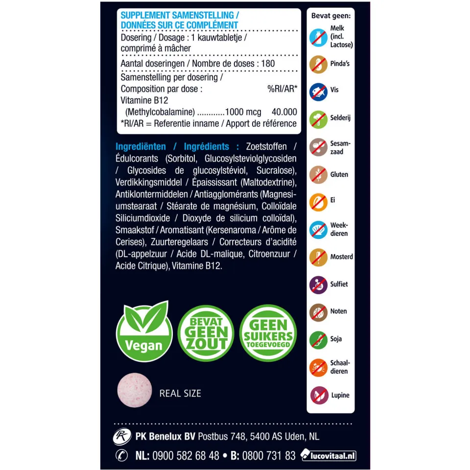 Lucovitaal Vitamine B12 One a Day 1000mcg kauwtabletten, foto 3