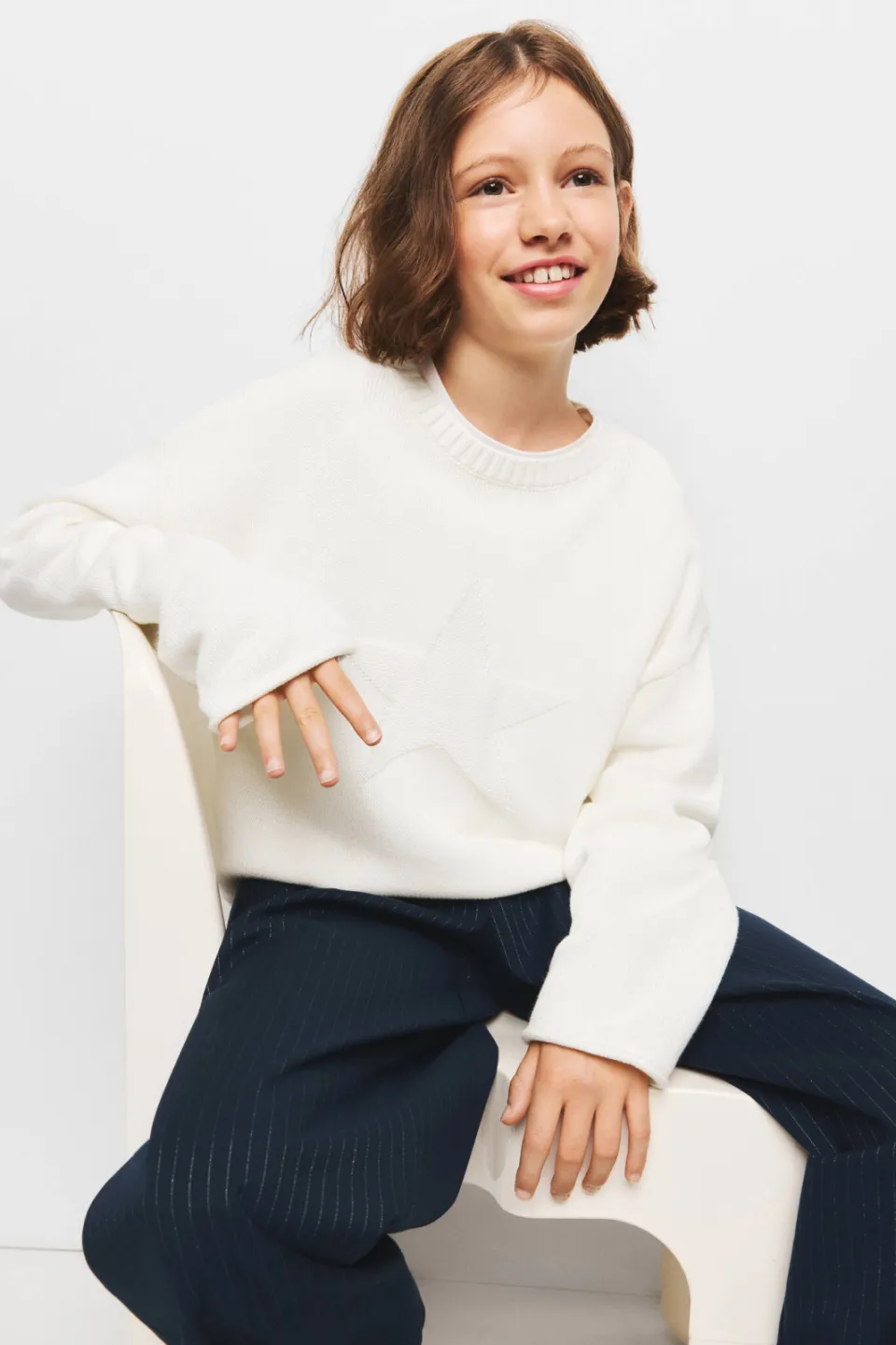 Mango Kids katoenen gebreide trui met sterren - ecru, foto 4