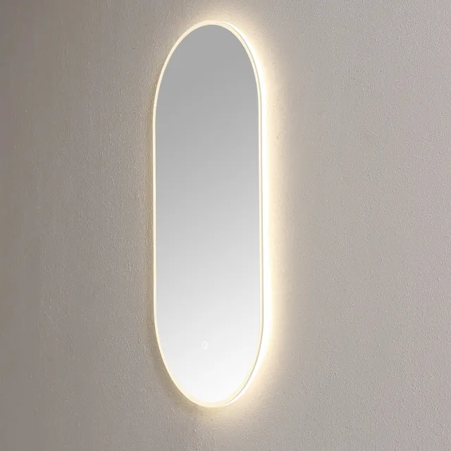Sanilux Spiegel Sanilux Ovaal Met Direct LED 3 Kleuren Instelbaar & Spiegelverwarming 90x45 cm Helder Zilver