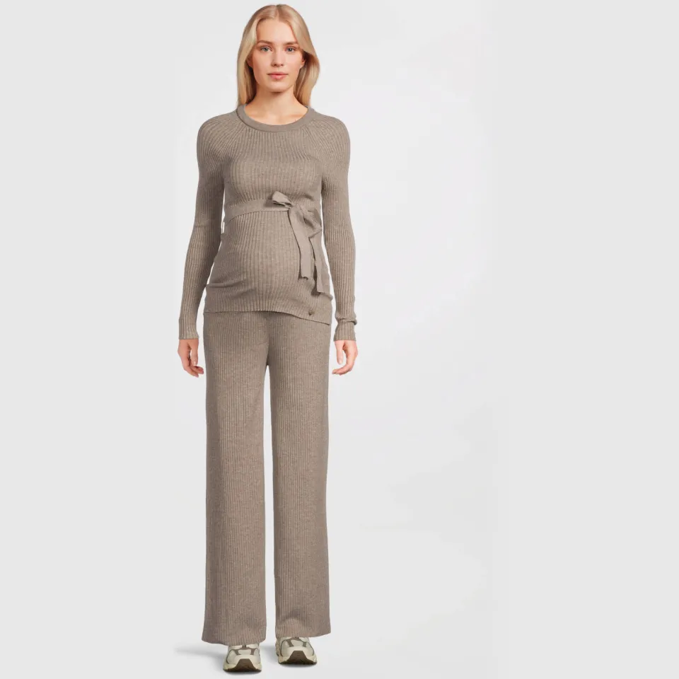 LOVE2WAIT wide leg high waist zwangerschapsbroek beige
