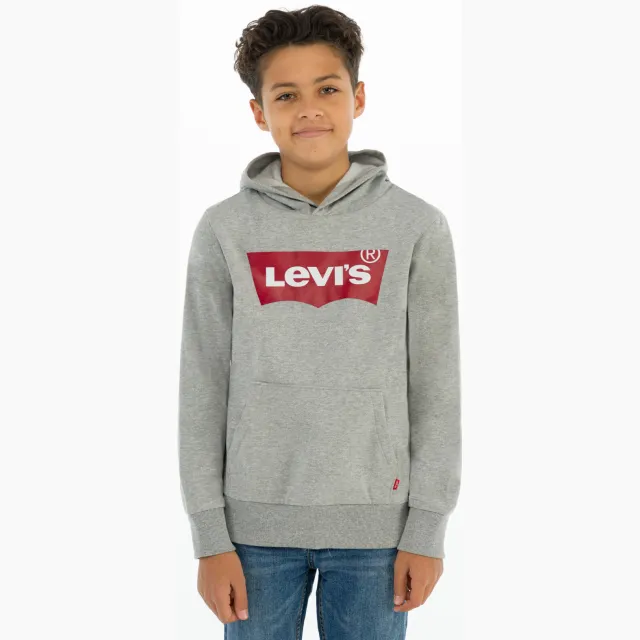 Levi's Kids hoodie Batwing met logo grijs melange