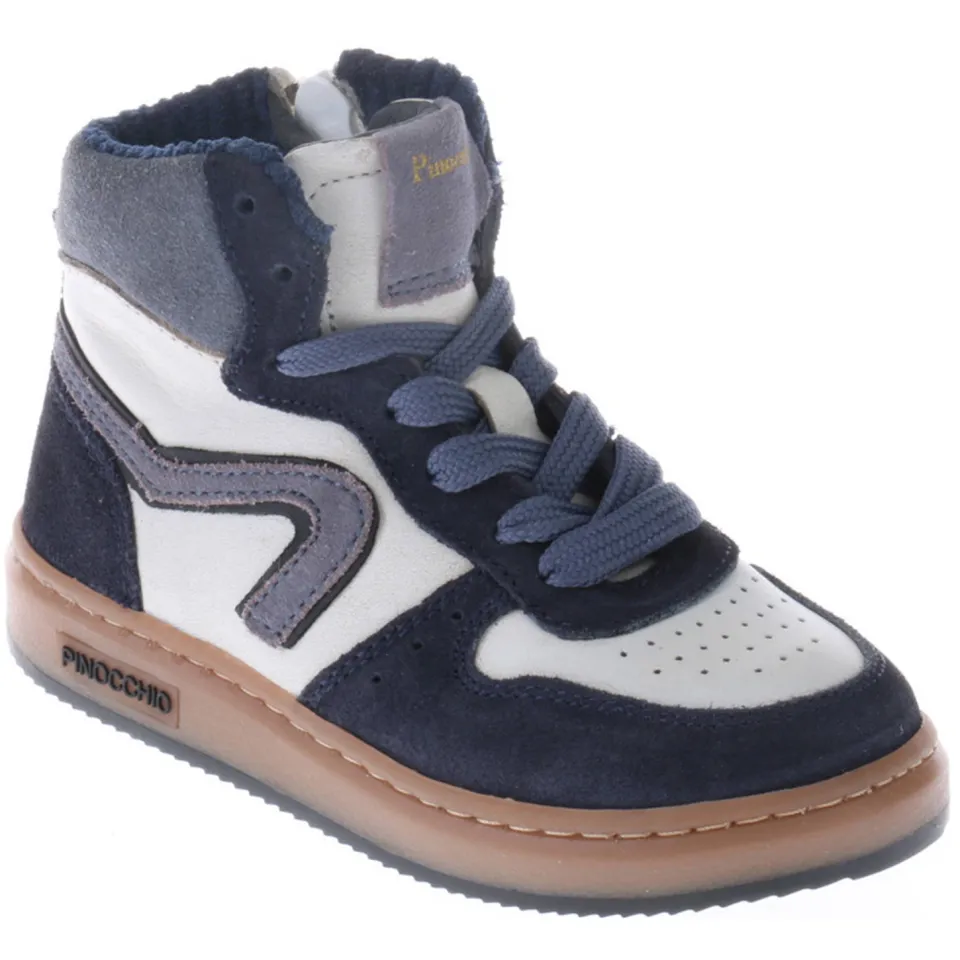 Pinocchio leren sneakers donkerblauw/wit, foto 4