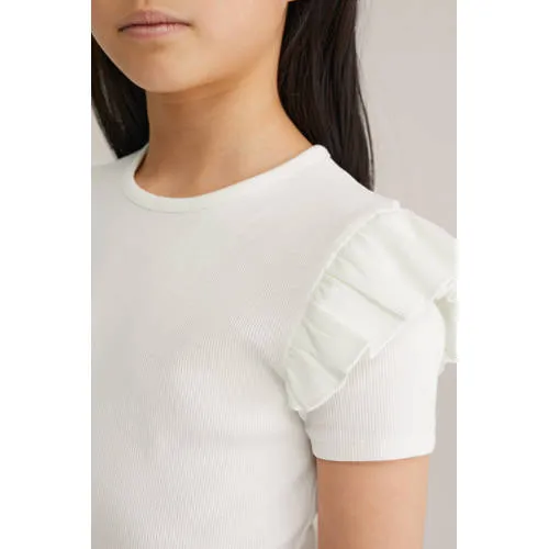 WE Fashion t-shirt met ruches wit, foto 5