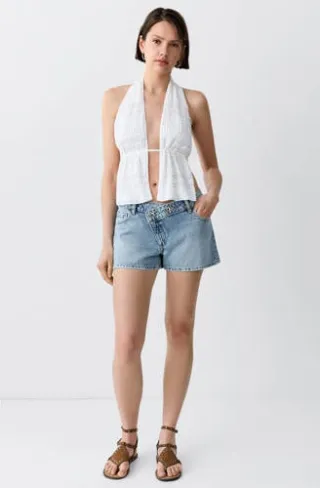 Mango Teen jeansshort lichtblauw light blue denim, foto 2