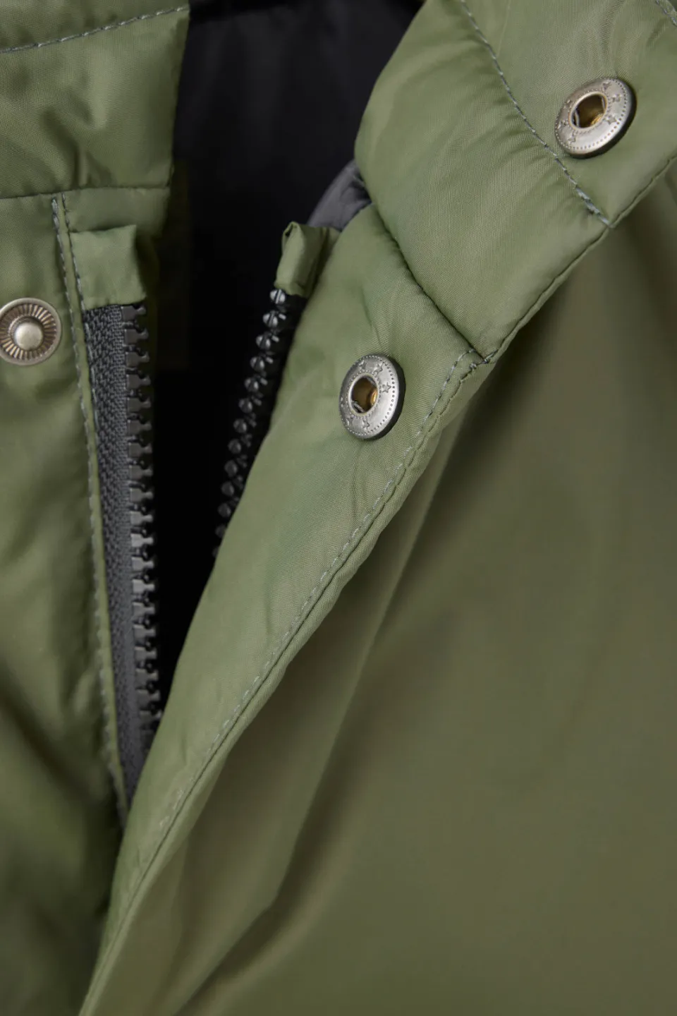 Mango gewatteerde winterjas kaki met capuchon, foto 6