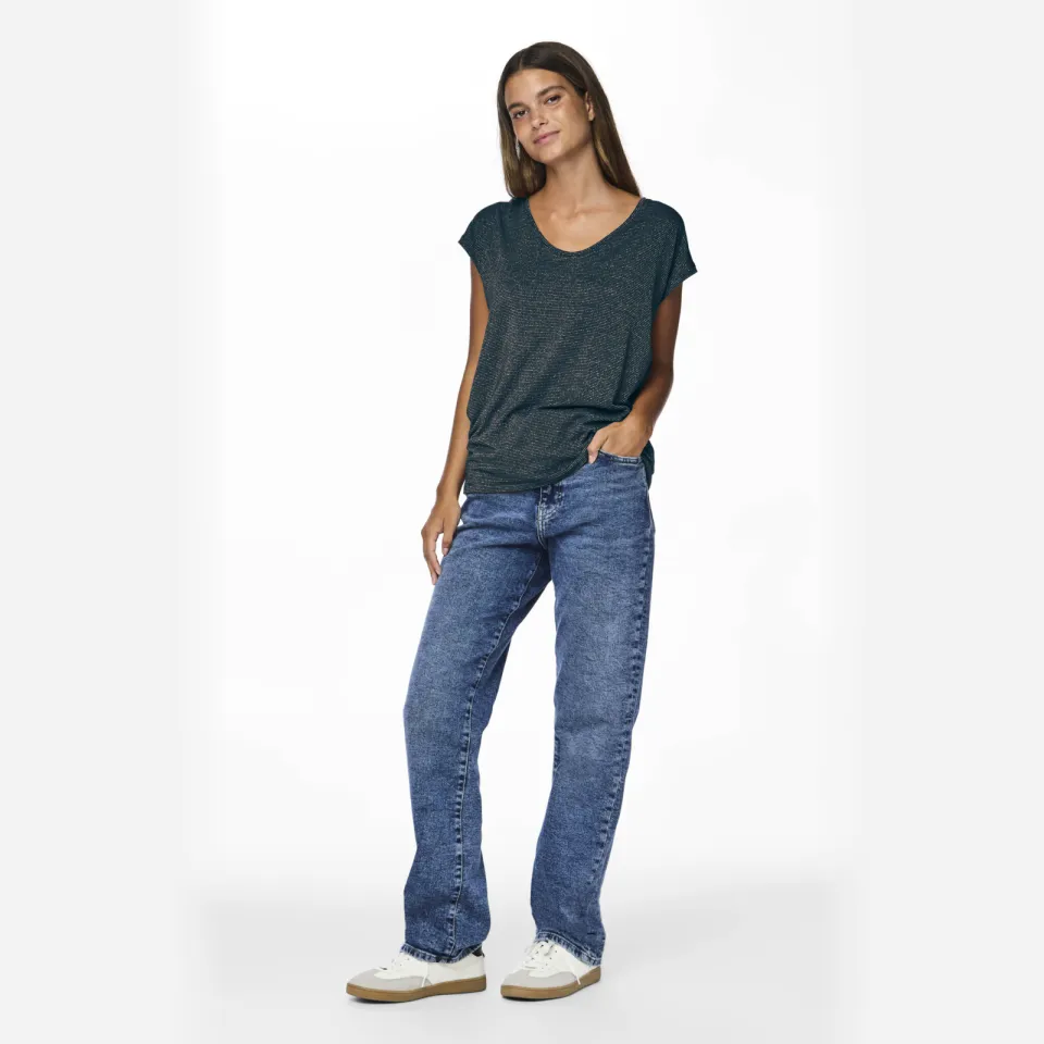 Pieces PCBILLO top blauw met lurex, foto 5
