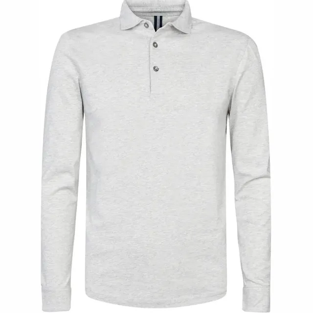 Profuomo poloshirt lange mouw grijs